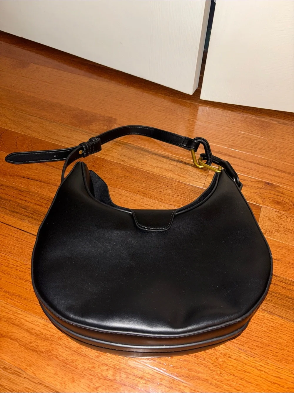Madison West Black Pleather Hobo Bag Purse